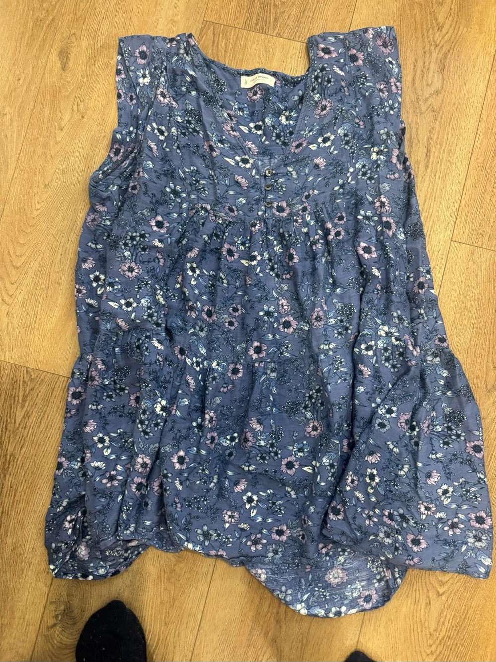 Lucky Brand Blue Floral Sleeveless Tunic